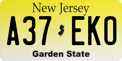 NJ license plate A37EKO