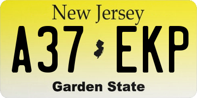 NJ license plate A37EKP