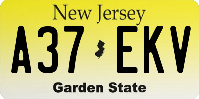 NJ license plate A37EKV