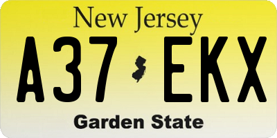 NJ license plate A37EKX