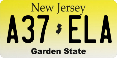NJ license plate A37ELA