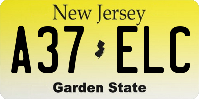 NJ license plate A37ELC