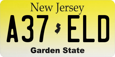NJ license plate A37ELD