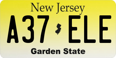 NJ license plate A37ELE