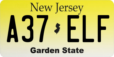 NJ license plate A37ELF