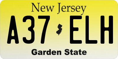 NJ license plate A37ELH