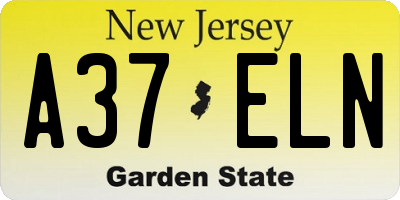 NJ license plate A37ELN