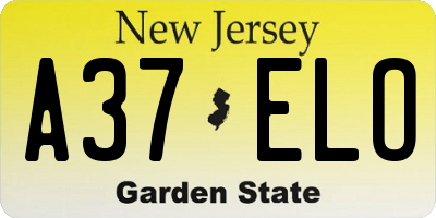 NJ license plate A37ELO