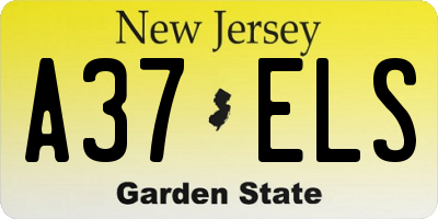 NJ license plate A37ELS