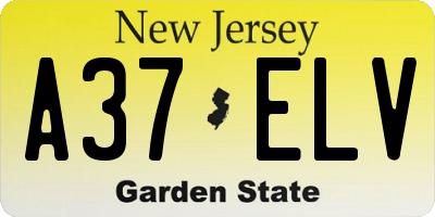 NJ license plate A37ELV
