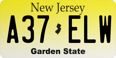NJ license plate A37ELW