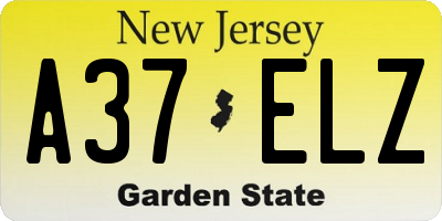 NJ license plate A37ELZ