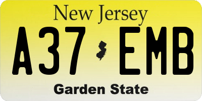 NJ license plate A37EMB