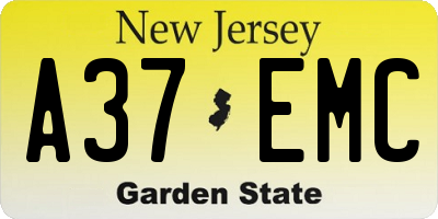 NJ license plate A37EMC
