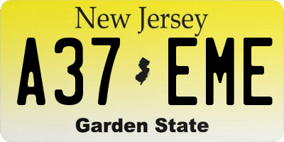 NJ license plate A37EME
