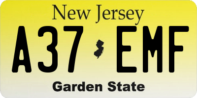 NJ license plate A37EMF