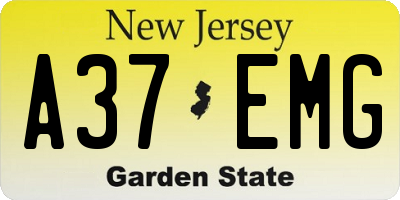 NJ license plate A37EMG