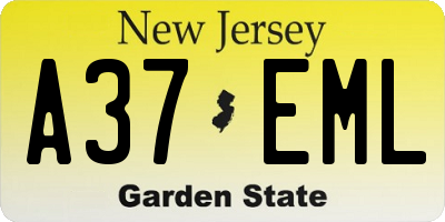 NJ license plate A37EML