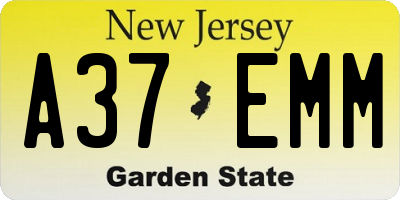NJ license plate A37EMM