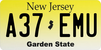 NJ license plate A37EMU