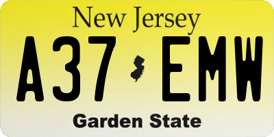 NJ license plate A37EMW