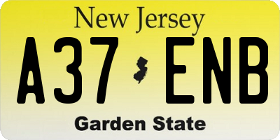 NJ license plate A37ENB