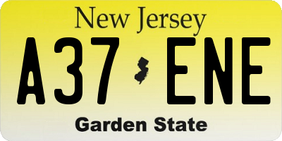 NJ license plate A37ENE