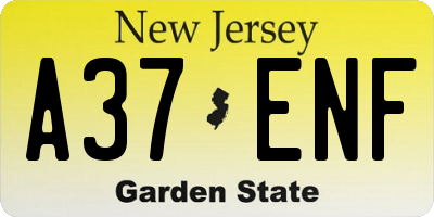 NJ license plate A37ENF