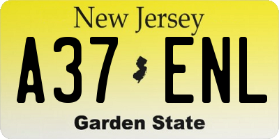 NJ license plate A37ENL