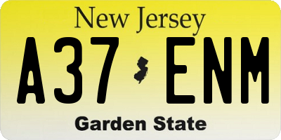 NJ license plate A37ENM
