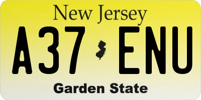 NJ license plate A37ENU