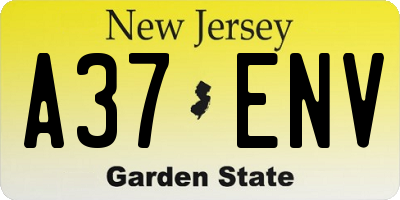 NJ license plate A37ENV