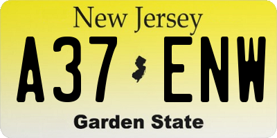NJ license plate A37ENW