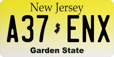 NJ license plate A37ENX