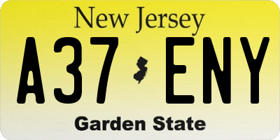 NJ license plate A37ENY