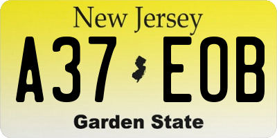 NJ license plate A37EOB