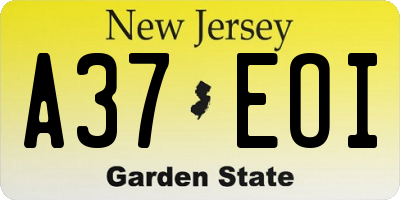NJ license plate A37EOI
