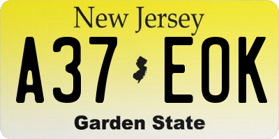 NJ license plate A37EOK