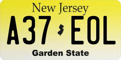 NJ license plate A37EOL