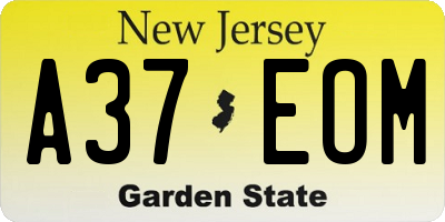 NJ license plate A37EOM