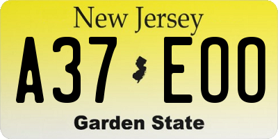 NJ license plate A37EOO
