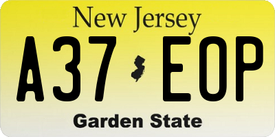 NJ license plate A37EOP
