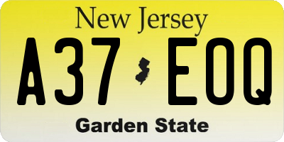 NJ license plate A37EOQ