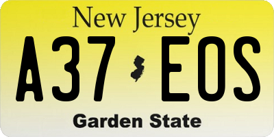 NJ license plate A37EOS