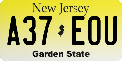 NJ license plate A37EOU