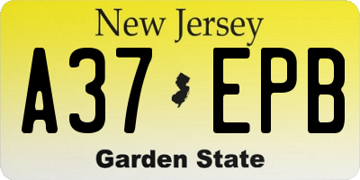 NJ license plate A37EPB