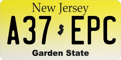 NJ license plate A37EPC