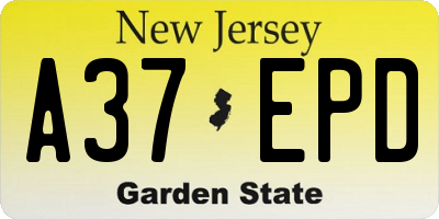 NJ license plate A37EPD