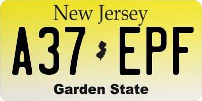 NJ license plate A37EPF