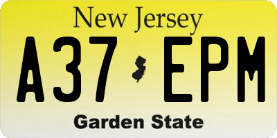 NJ license plate A37EPM